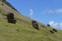 33 Moai sur la pente du volcan