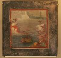 189 - Pompei (+50-75) Peinture murale - Ulysse attaché au mat écoute le chant des syrènes au corps d'oiseau. Autour d'elles, les ossements de leurs victimes