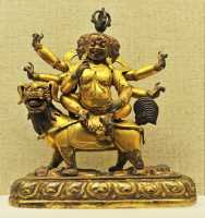 258 Manjusri courroucé - Bronze doré tibetain - Qing (1644-1911)