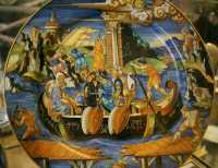 80 - Francesco Xanto Avelli, Urbino (1537) Xerxes se retire de Grèce