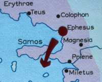 626 Carte départ d'Ephèse cap Mycale