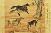 176 Qian Feng (1682-1756) Cinq chevaux - Quing