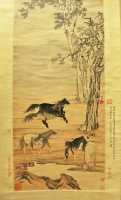 175 Qian Feng (1682-1756) Cinq chevaux - Quing