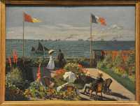 64 Claude Monet - Jardin à Ste Adresse (de dos le père de Monet) - (1867)