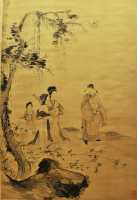 179 Hua Yan (1682-1756) Vsite des montagnes de l'Est avec des courtisans - Quing