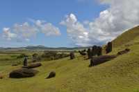 54 Moai sur la pente du volcan