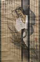 087 La beauté et le fantôme par Gion Seitoku (1756-?) Peinture sur soie (Période Edo)