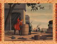 072 Fabriquant de tonneaux occidentanx par Shiba Kokan (1747-1818) - Peinture sur soie (Période Edo)