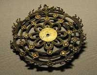 134 Trésor de Horyuji - Mandorle circulaire entourée de flammes (Bronze doré) Période Asuka (7°s)