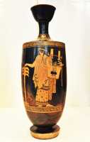 253 Jarre à huile attique - Figures rouges - Apollon et sa lyre près du palmier où Léto l'a mis au monde à Délos (455±)