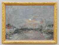 63 Boudin - Etude - Crépuscule sur le bassin du Commerce au Havre (± 1893)