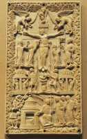 52 Crucufixion & tombeau vide - Ivoire carolingien (France 875±)