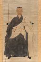 068 Le prêtre Shin'etsu Zenji par Tsubaki Chinzan (1801-1854) - Peinture sur satin (Période Edo)
