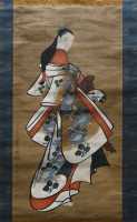 075 Courtisane par Kaigetsudo Ando - Peinture sur papier (Période Edo - 18°s)