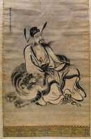 060 Le prêtre taoïste Sun Simiao par Kano Tan'yu (1602-1674) - Peinture sur soie (Période Edo)