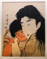 076 Yamanba & Kintaro joue contre joue par Kitagawa Utamaro (1753-1806) Période Edo