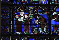 109 Saint Chéron dépose sa tête dans son lieu de sépulture (la fontaine Sainte Mesme) et monte au ciel